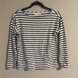 Everlane Navy and White Striped Long Sleeve Tee